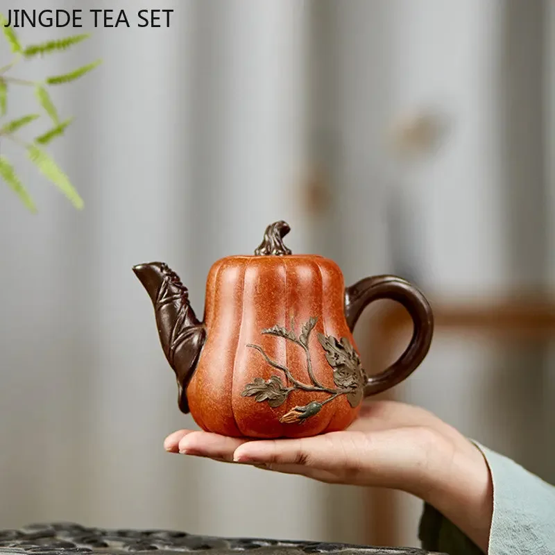 440ml Creativity Pumpkin Beauty Teapot Chinese Yixing Purple Clay Tea Pot Boutique Handmade Filter Tea Infuser Zisha Teaware