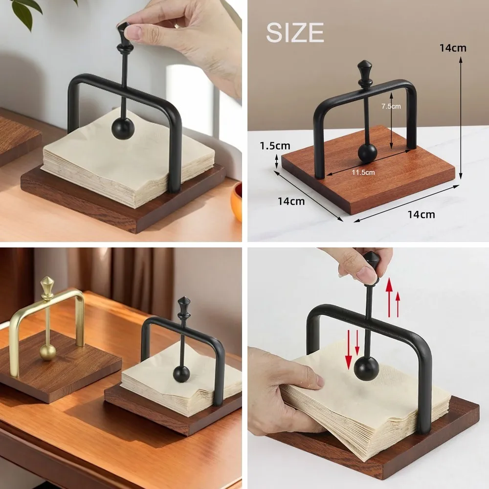 

Solid Wood Napkin Holder for Restaurant, Cafe Tissue Box Case, Hotel Desktop Paper Napkin Dispenser for Tabletop