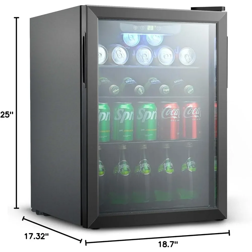 Wine Refrigerator with Glass Door Touch Panel, 2.6Cu.ft Mini Fridge Freestanding, Control Between 40°F and 61°F, Wine Cooler