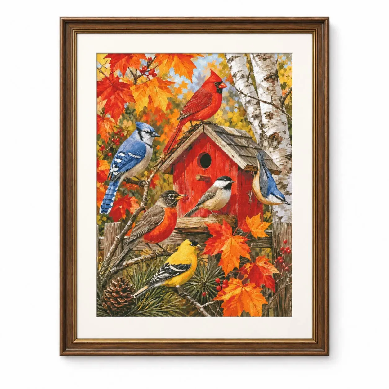 [ZZ9295-Autumn Bird Rally]14CT 11CT 16CT Stamped Cross Stitch Kit DIY Embroidery Needlework Set with Printed Canvas Cotton
