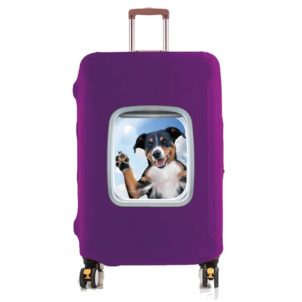 Elastic Luggage Cover Cute Grey Cat Frame Print Stretch Suitcase Protector Dustproof Anti‑Scratch For 18‑32 Inch Travel Case