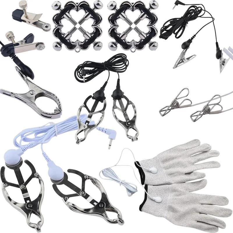 صدمة كهربائية الحلمة المشابك الاستمناء نبض الجسم مدلك العلاج الطبيعي مقاطع الثدي قفازات الألياف الفضية منصات الحلمة