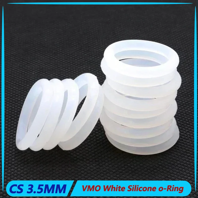 

10/50pcs White Food Grade Silicone VMQ O Ring Gasket CS 3.5mm OD 10mm ~ 150mm Waterproof Washer Round O Shape rings