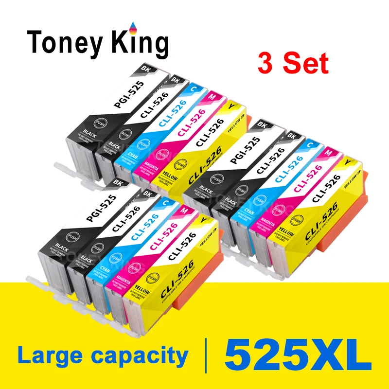 Toney King For Canon PGI525 CLI526 ink cartridges PIXMA IP4850 MG5150 MG5250 MG5350 MG6150 MG6250 MX885 MX895 Printers PGI-525