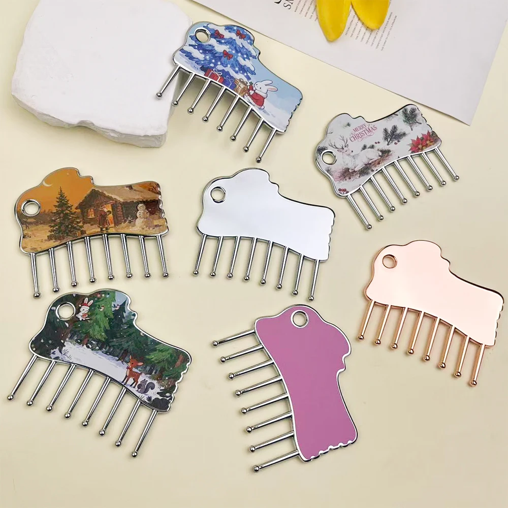 1pc Rabbit-shaped Head Massage Comb Multi-functional Comb Acupoint Scalp Head Health Care Comb Metal Massage Comb