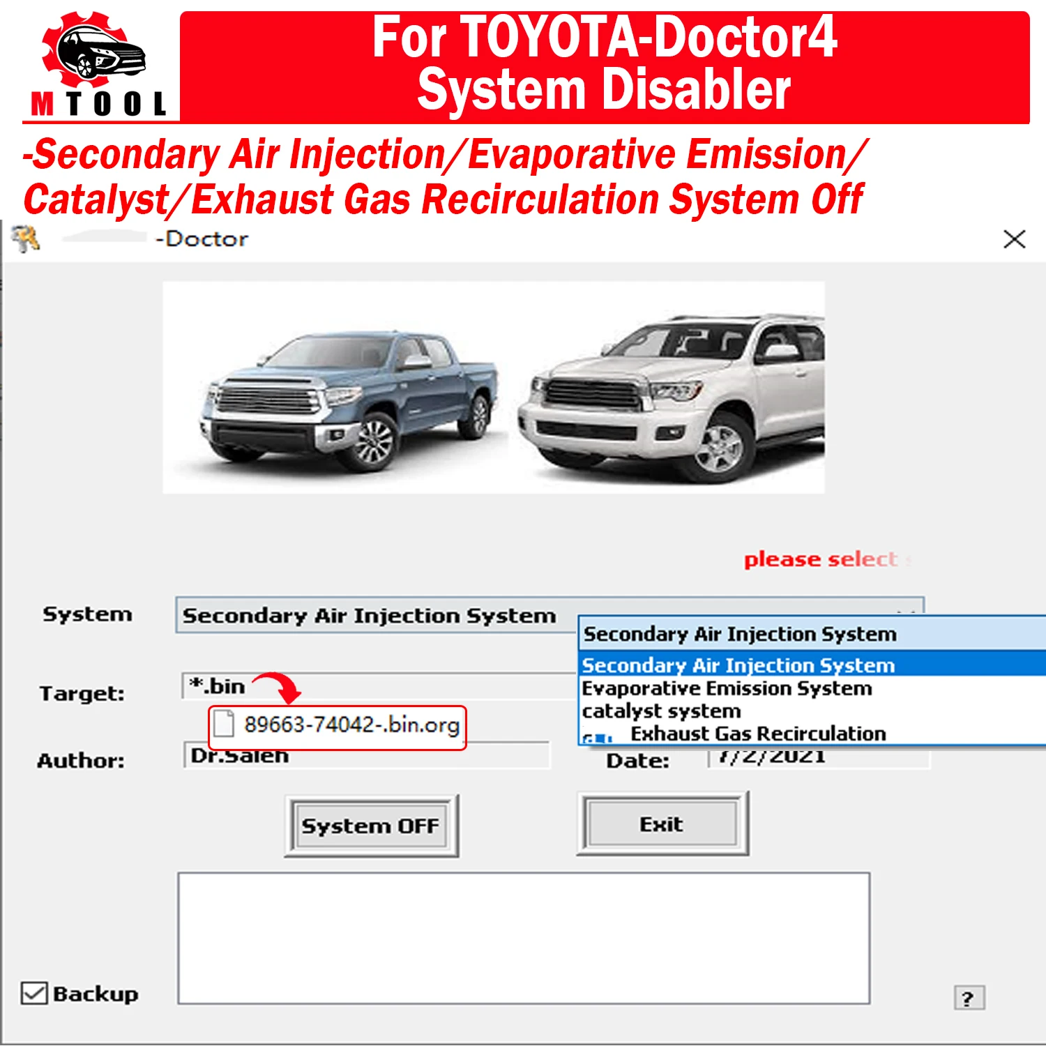 

For TOYOTA Doctor4 System Disabler for Secondary Air Injection Evaporative Emission Catalyst Exhaust Gas Recirculate System Off