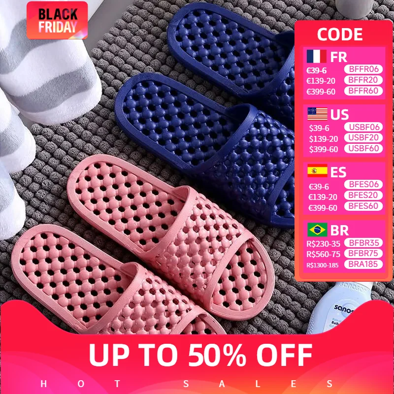 Men's Summer Non-Slip Bathroom Flip Flops Indoor Bath Slippers Comfortable Soft Family Home Flat Shoes Hotel Sandals