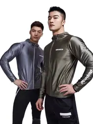 DROZENO Metal ice silk sports vest men speed dry running professional training T-shirt fitness New men silk glossy suit