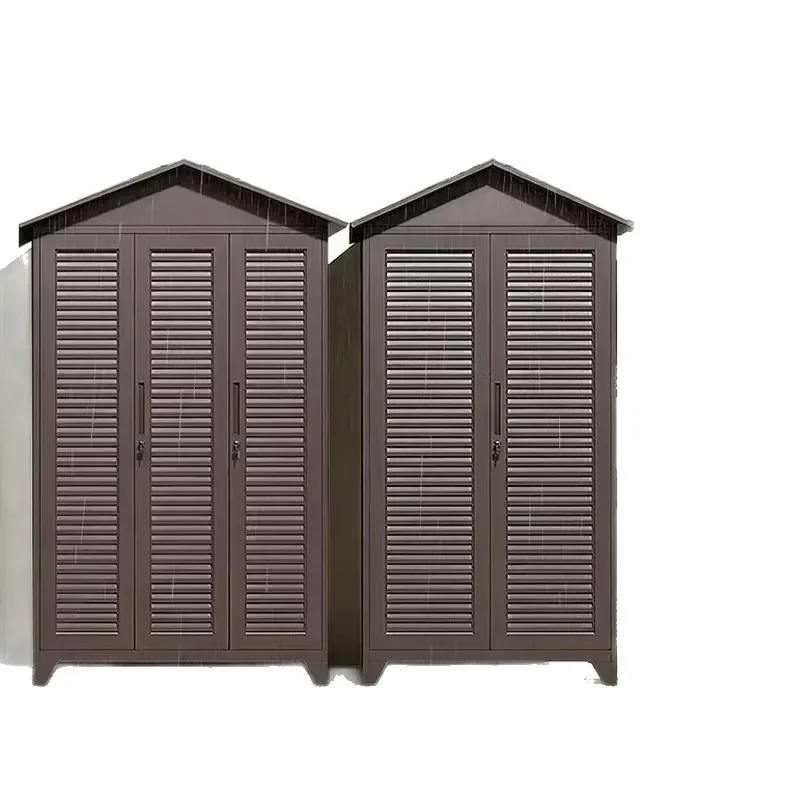 Weatherproof Outdoor Storage Cabinet Sloped Top Rain Resistant Tool Box for Garden Patio Villa Yard Organization