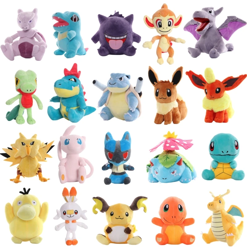 

15-30cm Pokemon Anime Character Pikachu Up To Duck Little Fire Dragon Jeni Turtle Plush Toy Cute Doll Plush Doll