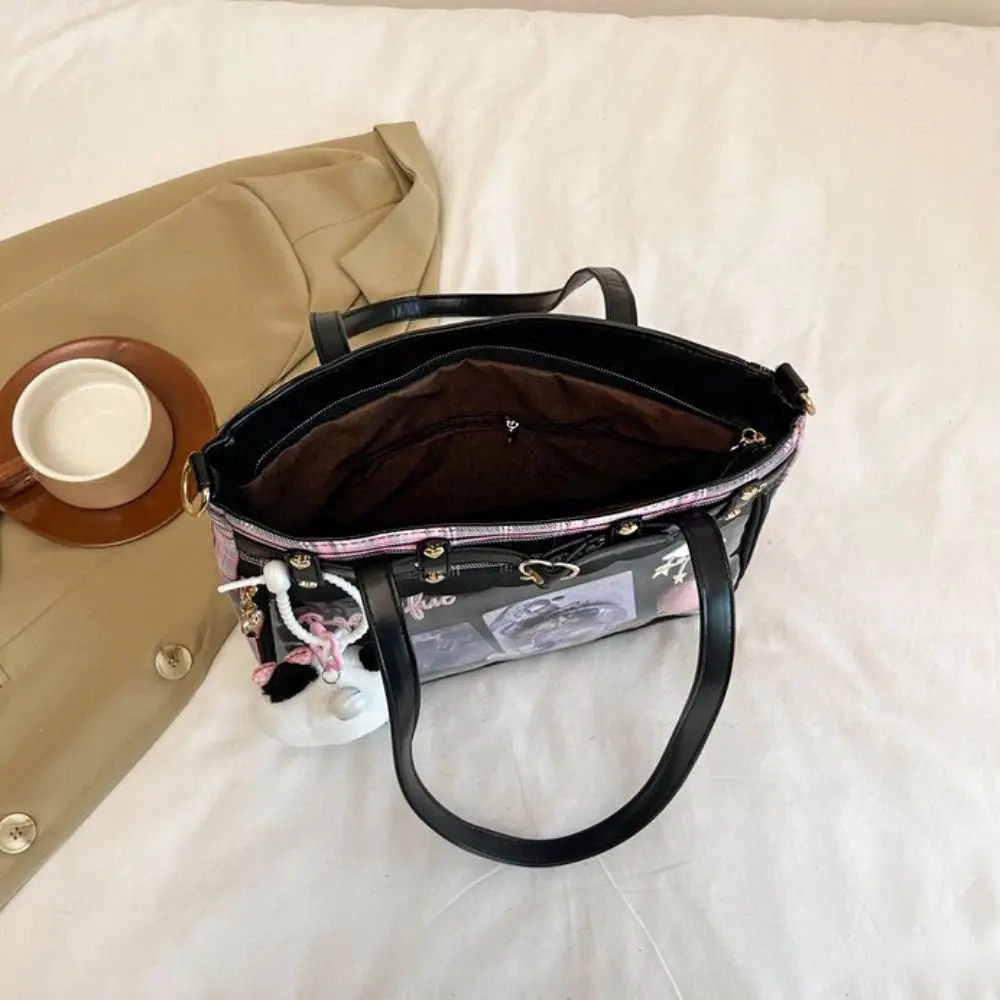 Y2K dessin animé Anime Itabag treillis grande capacité JK sac à bandoulière épicé fille idole marchandise stockage Transparent sac à bandoulière
