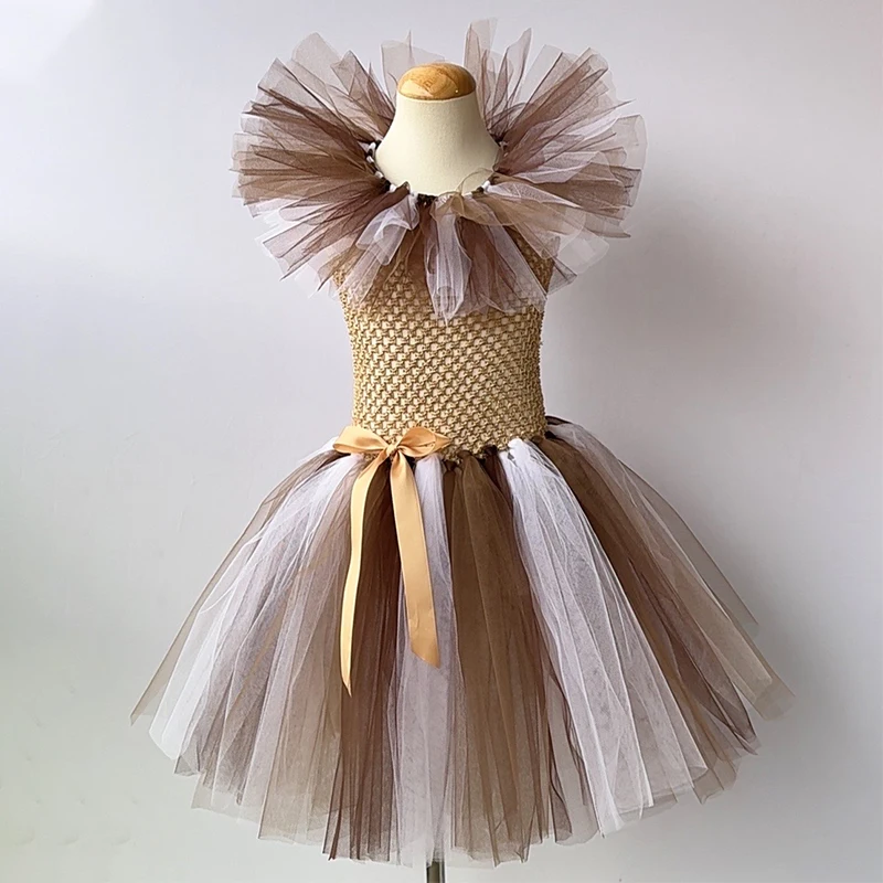 Baby Girls 'Animal Lion Tutu Dress, Kids Birthday Party Outfit, Crianças Vestidos de Tule, Natal, Halloween Costumes