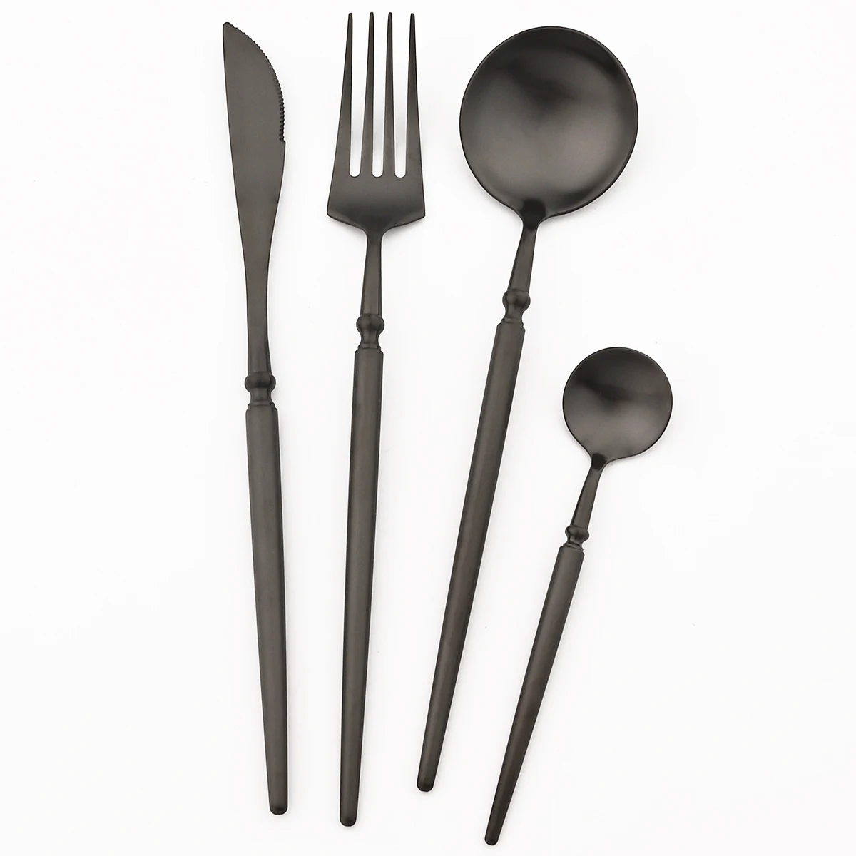 

Luxury 4Pcs Black Dinnerware Set Fork Coffee Spoon Knife Cutlery Set Matte Stainless Steel Tableware Western Party Silverware