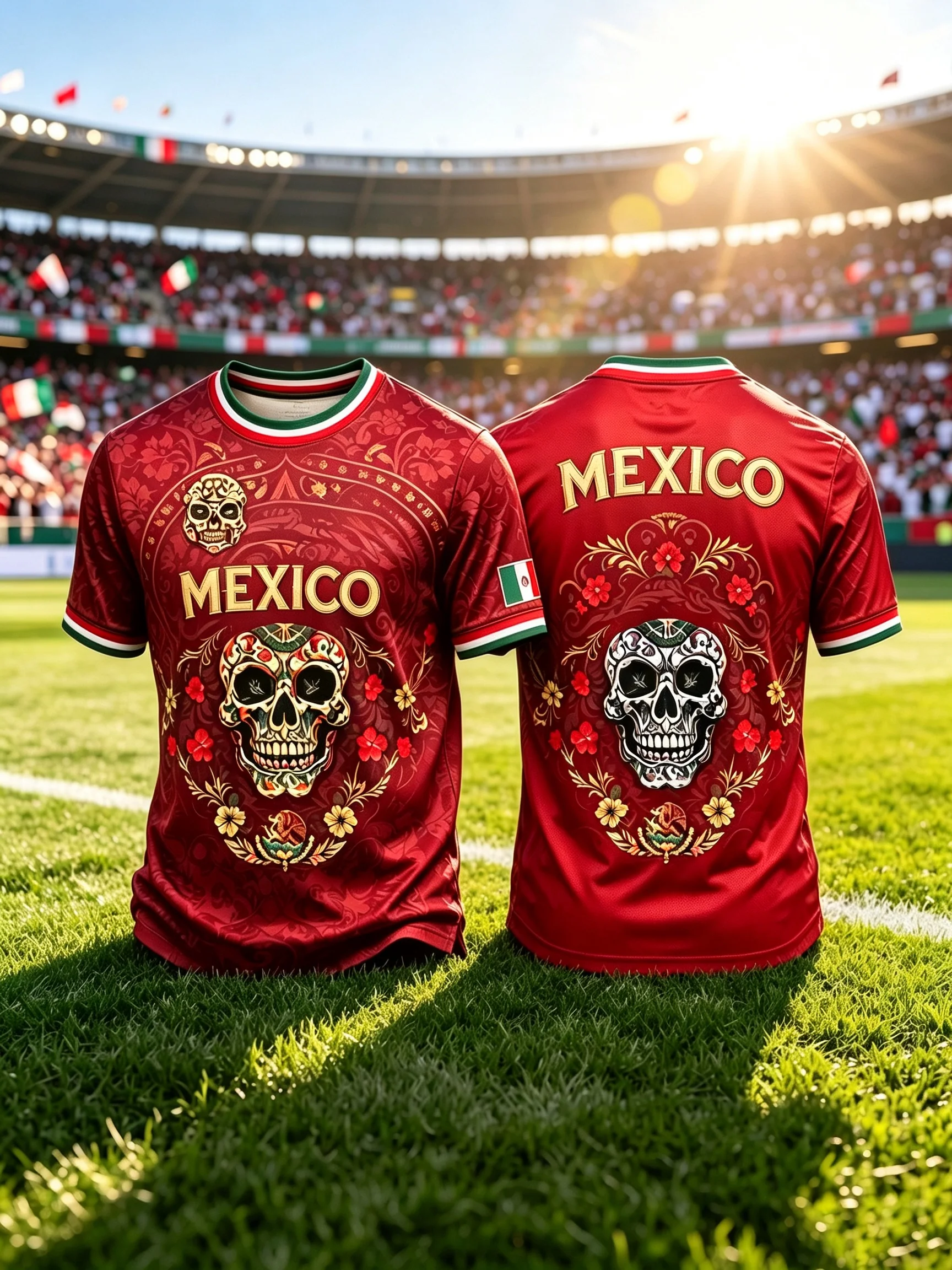 Men Mexico Day Of The Dead Skull Print Soccer Jersey Short Sleeve Quick‑Dry Football T‑Shirt Fans Sports Training Tops – Detail 5