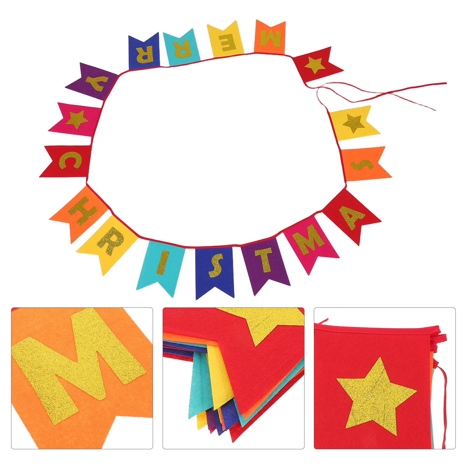 

Christmas Party Decorations Colorful Nonwoven Pennant Banner Flags Merry Christmas Swallowtail Bunting Winter Holiday Fabric