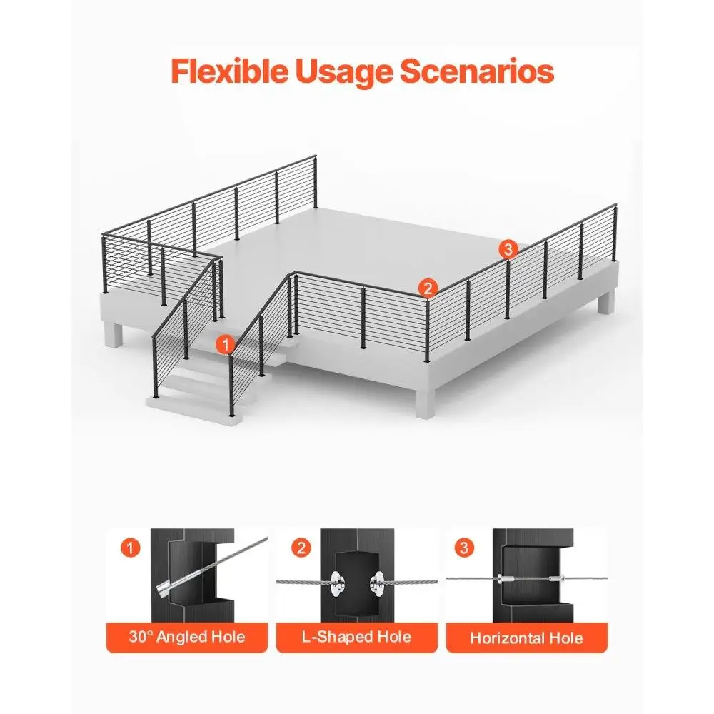 Stainless Steel Railing Post Kit for Level Deck and Stairs 42x2x2 Inch Pre-Drilled Handrail with Mounting Bracket Black Finish