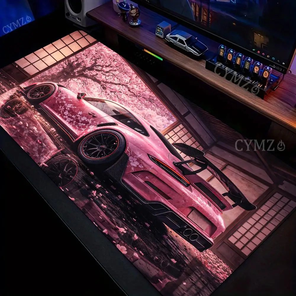

Stunning pink sports car design large Mouse Pad Desk Mat Gaming mats Non-Slip mouse carpet desk accessories Computer office mat