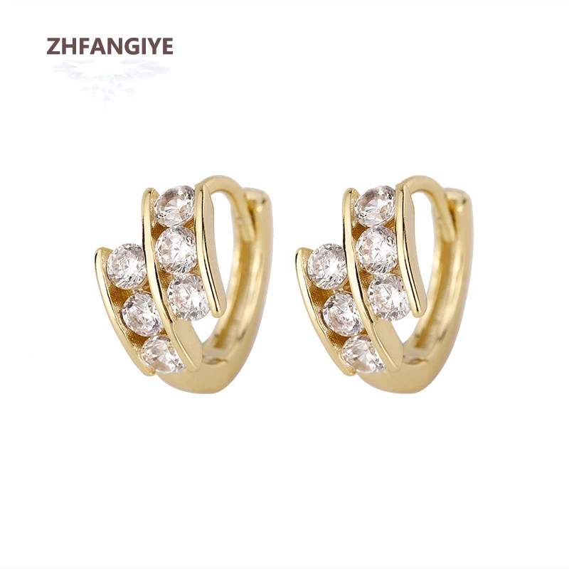 

ZHFANGIYE Trendy Earrings 925 Silver Jewelry with Zircon Gemstone Accessories for Women Wedding Promise Party Engagement Gift