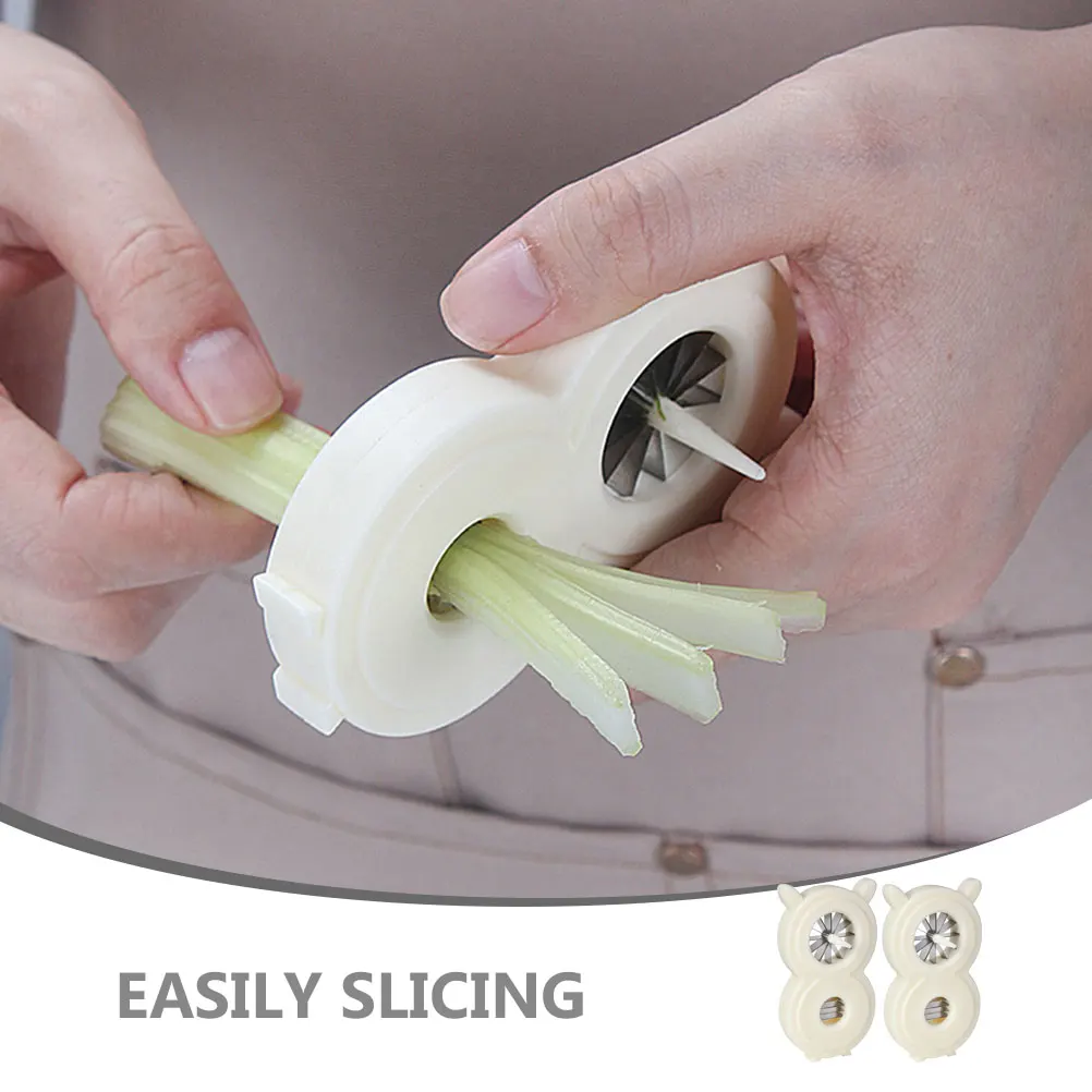 

2 Pcs Kitchen Gadget Set Veggie Chopper Onion Scallion Cutter Plastic Spring Graters Shredder
