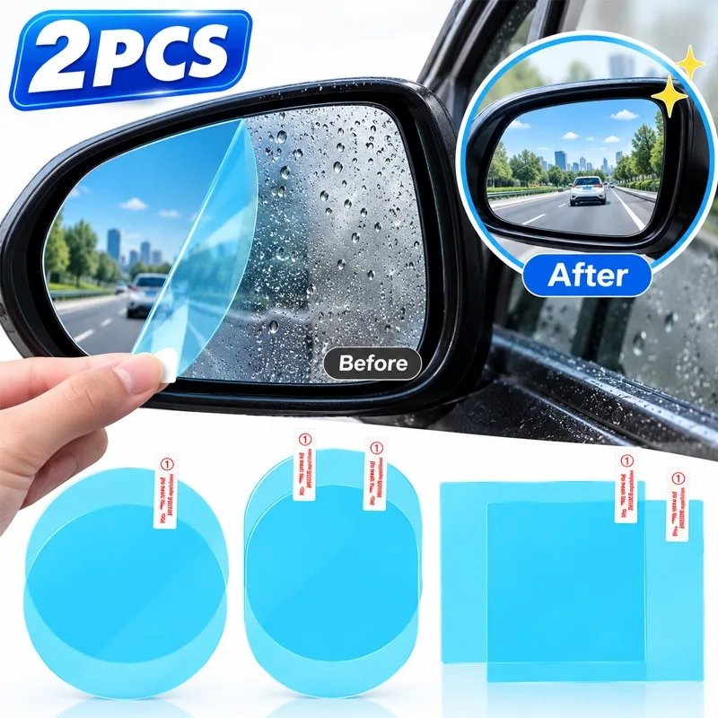 Car Rainproof Film Auto Rearview Mirror Rainproof Anti Fog Film Car Window Clear Film Windproof Protective for Motorcycle Mirror