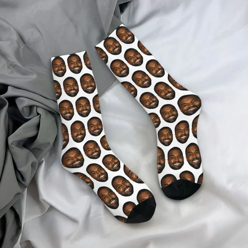 Kawaii Printed Funny Kanye West Meme Socks for Men Women Stretch Summer Autumn Winter Rapper Music Producer Crew Socks