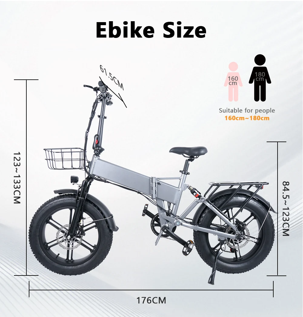 *for EU US F9 Aluminum Alloy 20 Inch Fatbike Electric Bicycle 500W 17.5AH Lithium Battery Folding Dual Suspension 7-Speed Snow