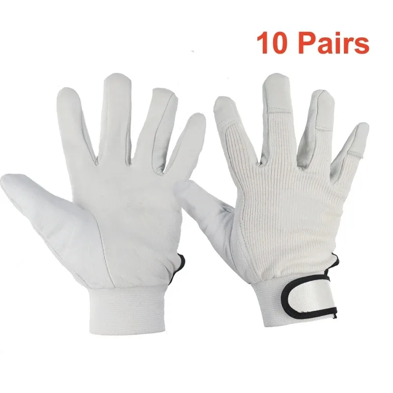 10 أزواج من قفازات العمل الجلدية للرجال أو النساء البستنة، لحام Tig/Mig، البناء، المنشار، المزرعة، المزرعة