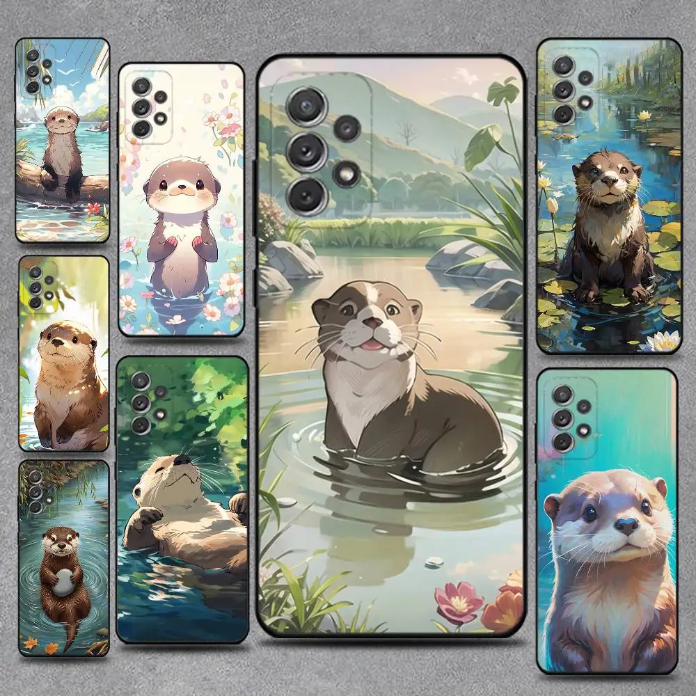 

Cute Cartoon Sea Otter Phone Case For Samsung S25,S24,S21,S22,S23,S30,Ultra,S20,Plus,Fe,Lite,Note,10,9,5G Black Cover
