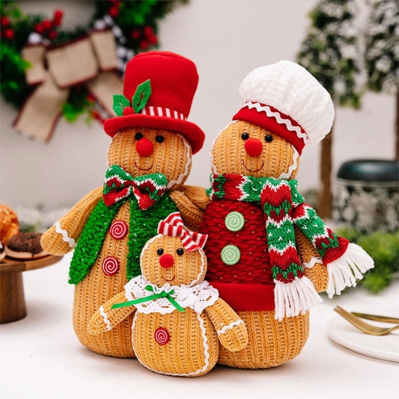 Multipurpose Charm Gingerbreads Family Figurines Set of 3 Colorful Handmade Home Decoration Accessory Collectibles Drop Shipping