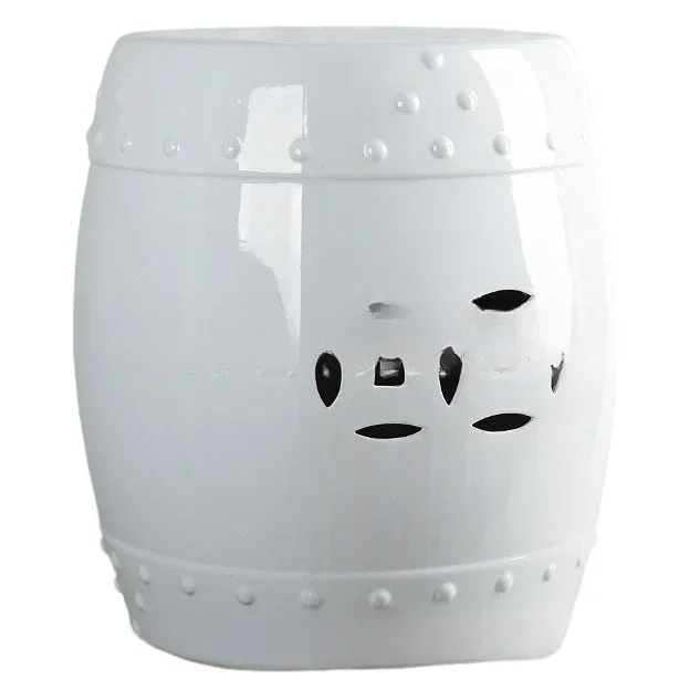 Medium and high temperature color glazed ceramic stool garden, outdoor stool shoe changing stool, red stool ceramic