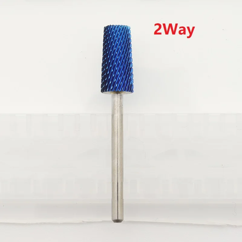 Premium Blue Tungsten Carbide Nail Drill Bit – Flat Top Barrel with Safety Edge, Dual Rotation, Nail Prep & Shaping Tool