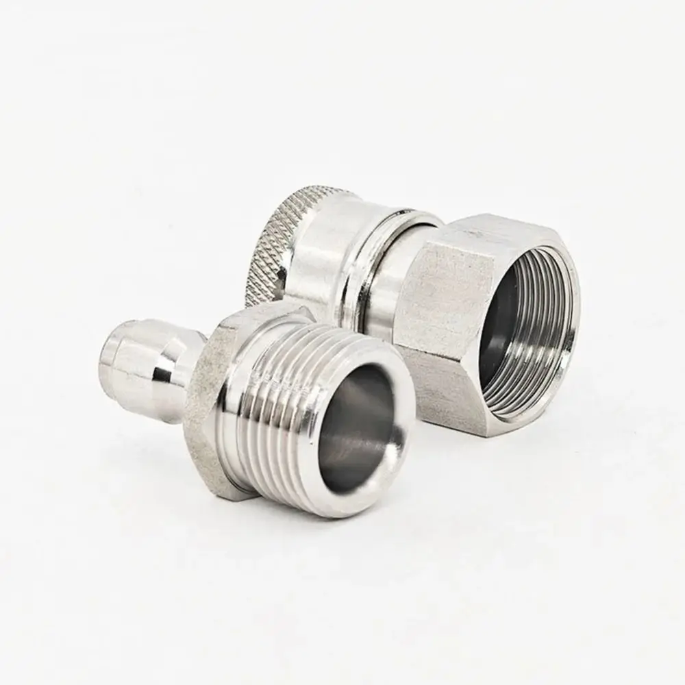 Stainless Steel Cleaning Machine Quick Connector Leak-Proof Design 22x1.5mm Pressure Washer Adapter Male Female Set