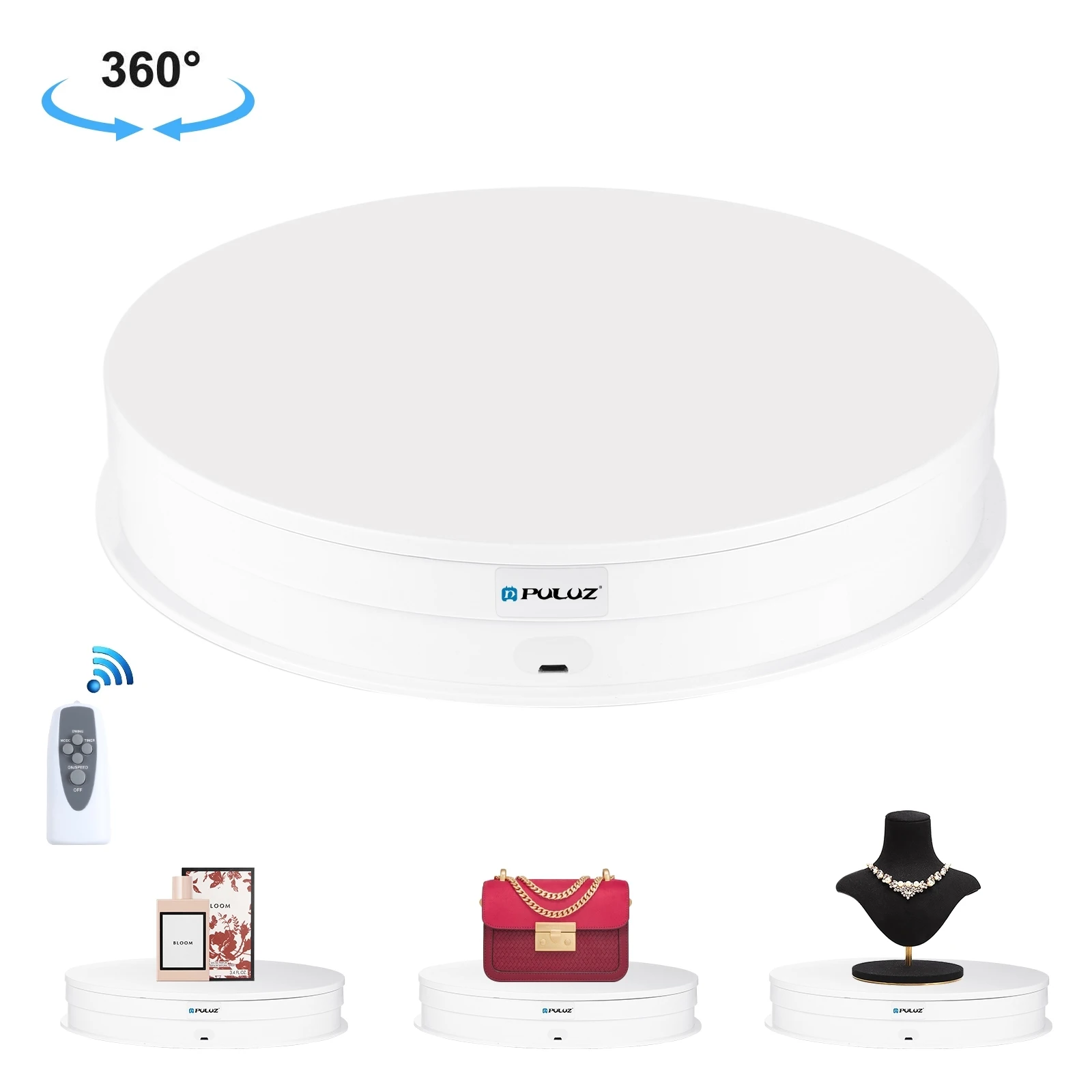 AliExpress PULUZ 30cm Adjusting Speed Rotating Turntable Display Stand with Remote Control, Load 10-15kg DC12V Speed: 17/20/23/26/32/cycle