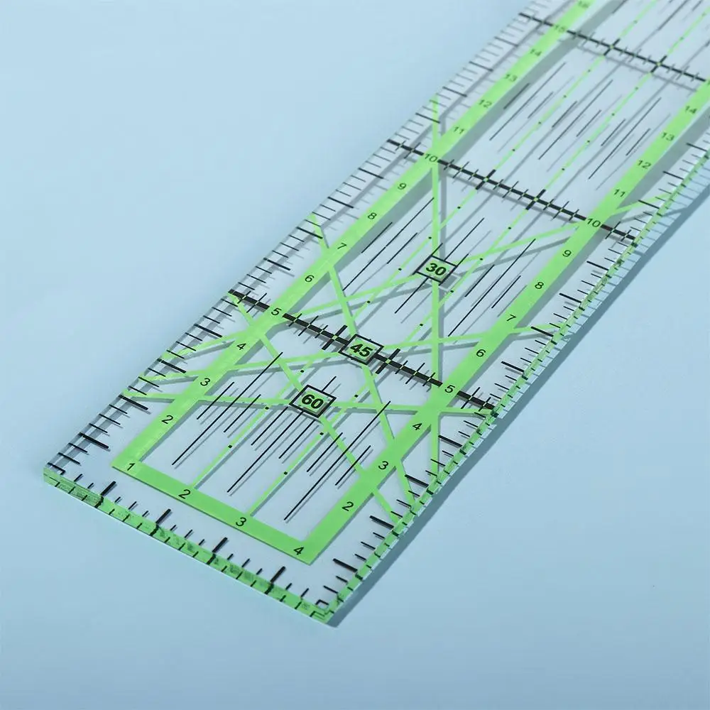 Règle de découpe de vêtements en acrylique, règle de quilting rectangulaire transparente, règle de couture verte, règle de dessin pour couturière