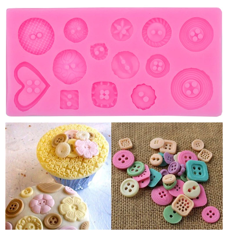 Buttons Shape Silicone Mold Cupcake Fondant Molds DIY Wedding Cake Decorating Tools Candy Clay Chocolate Gumpaste Moulds