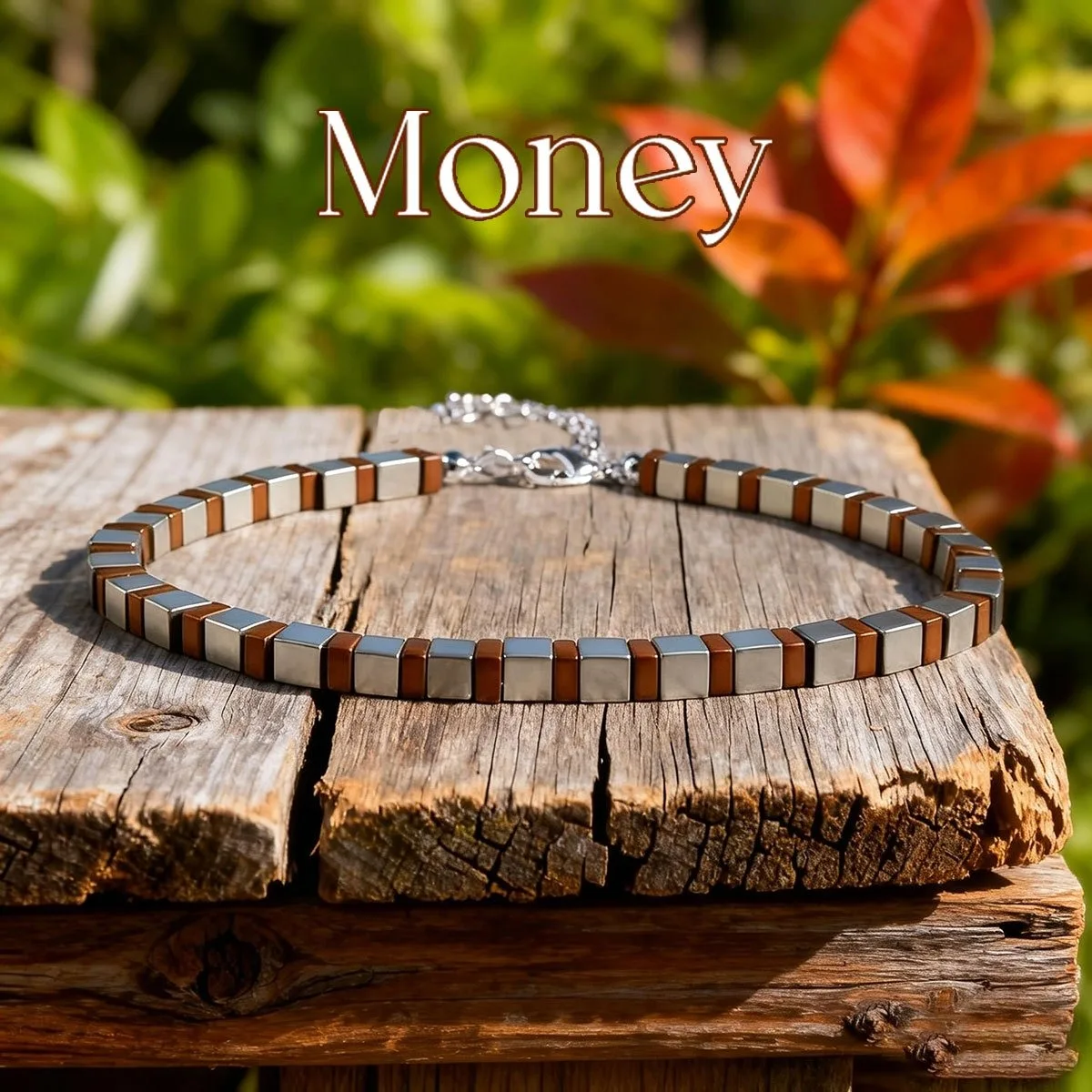 Casual style crocodile agate beaded money bracelet, attracts wealth, abundance, and prosperity, handcrafted stretchable braided cord bracelet, suitable for daily wear and gift giving