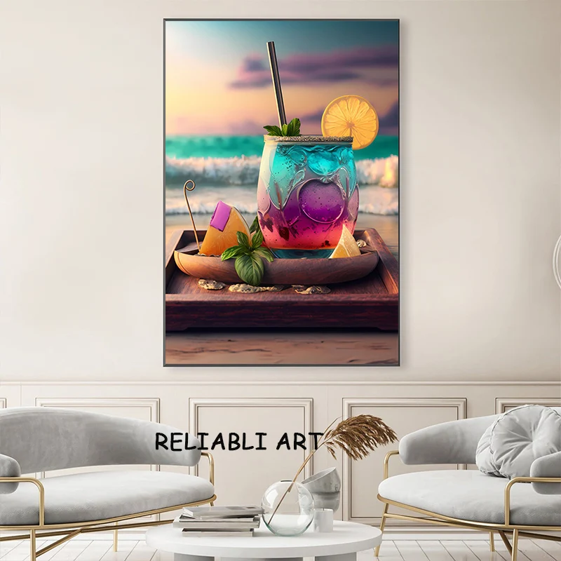 Colorful Wine Glass Abstract Poster and Prints Modern Canvas Painting Wall Art Pictures for Bar Restaurant Home Decor No Frame