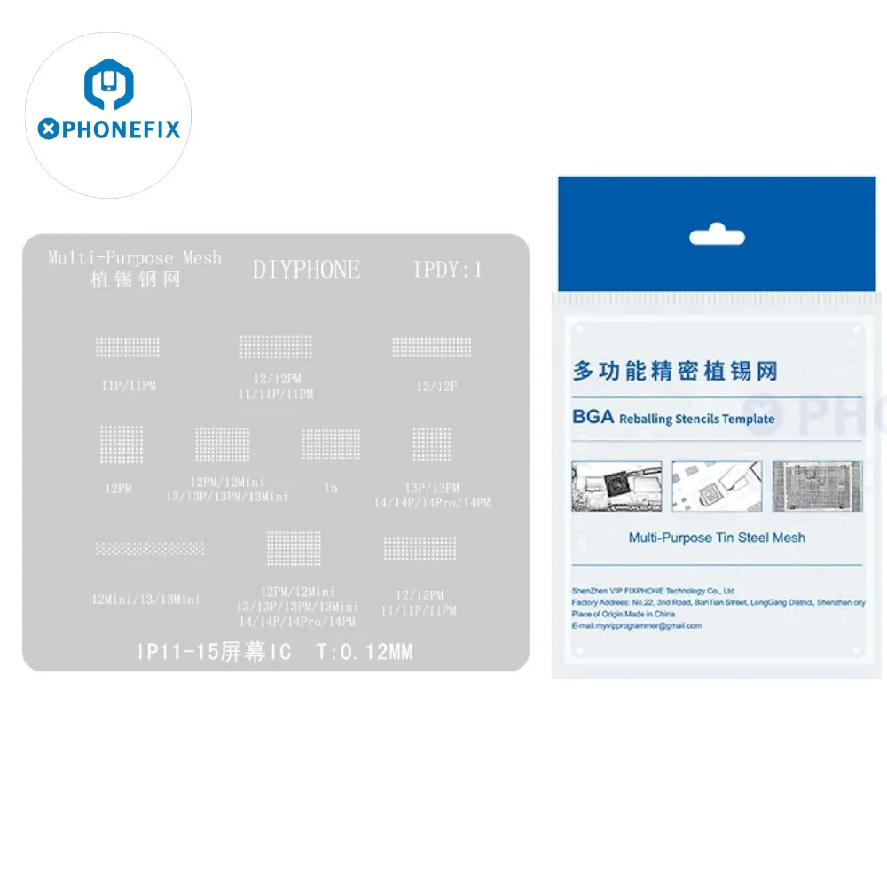 Universal IPDY1 LCD Screen Display IC Protection BGA Reballing Stencils for iPhone 11 -15 Pro Max Flex Screen Chip Steel Net