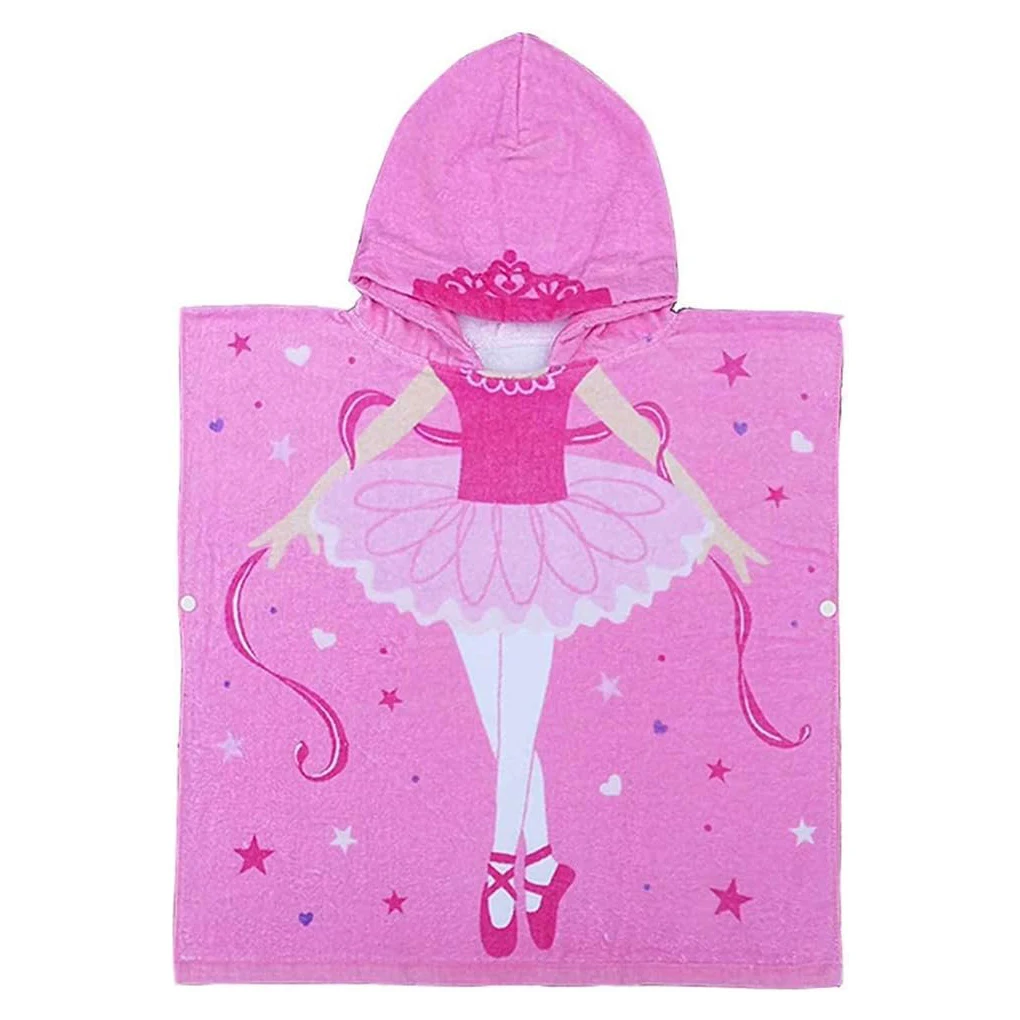 Toalhas de banho infantis macias e confortáveis com capuz feitas com poncho de banho infantil de algodão com capuz rosa