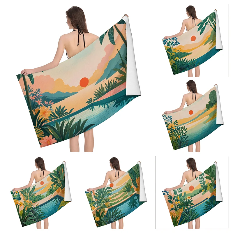 Home bath towels for the body towels bathroom quick drying microfiber beach man large sports towel Fruit plant boho simple ins