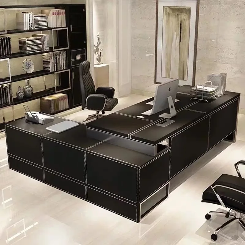 /office desk and chair combination large desk﻿ luxury boss table president table simple modern office furniture single manager