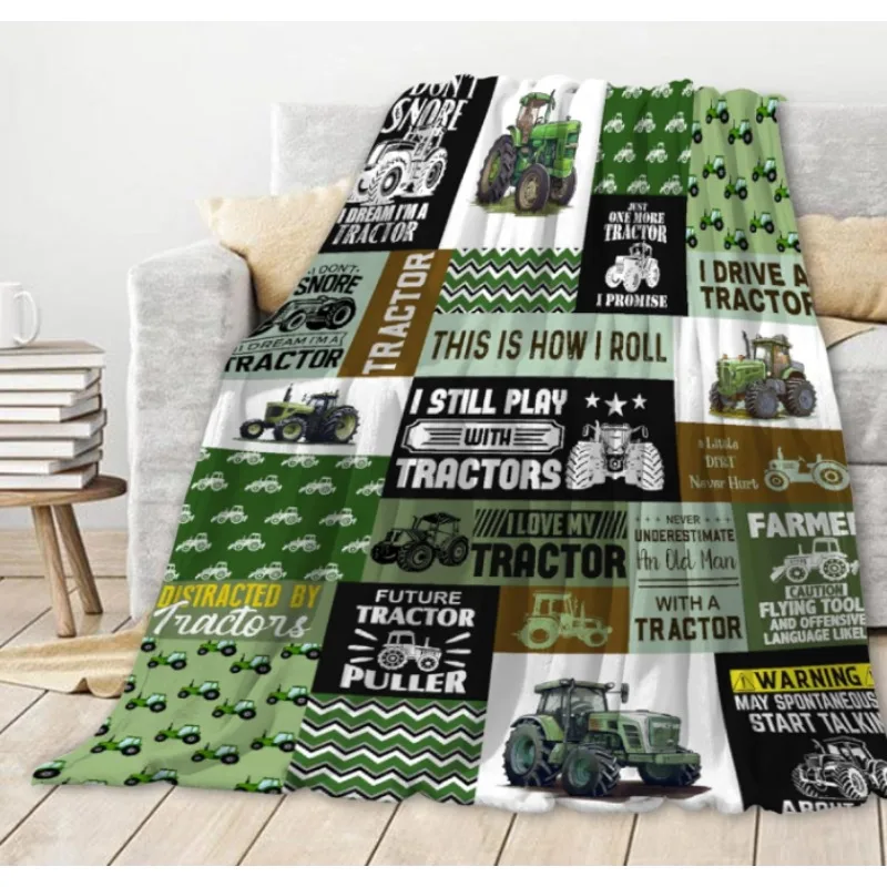 

Tractor-patterned blanket, tractor cover, a gift for boys and girls, super soft, warm, and lightweight car blanket.