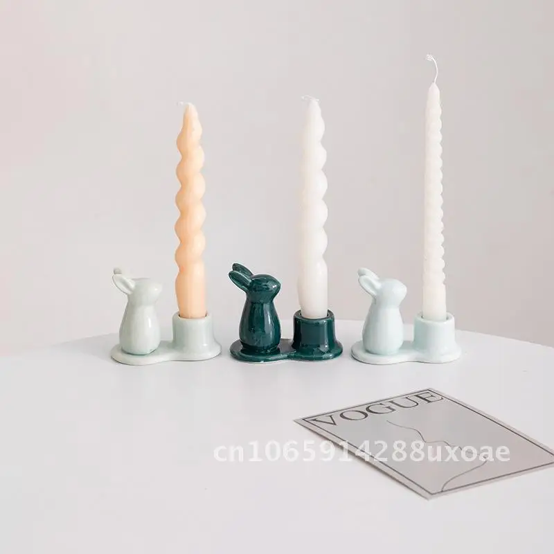 

Rabbit Creative Ceramic Candle Holder Dining Table Decoration Simple Romantic Candlelight Dinner Shooting Props