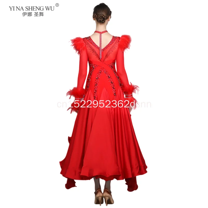Women's Ballroom Competition Dance Dress New Design Lady's Performance Modern Waltz Customizable Elegant Floor-Length Gown