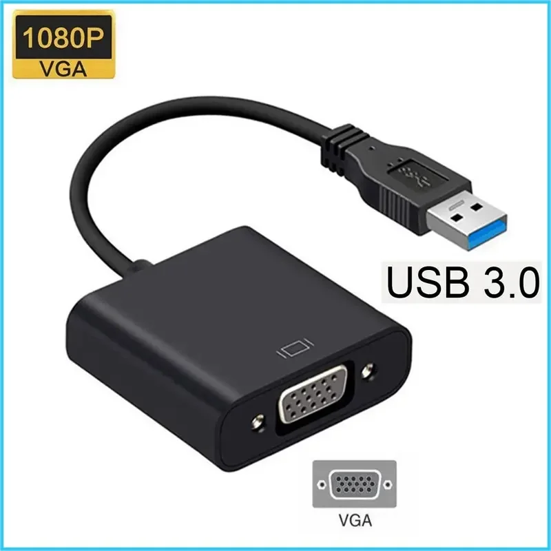 

USB To VGA Adapter USB 2.0/3.0 to VGA External Video Card Multi Display Converter for Desktop Laptop PC Monitor Projector