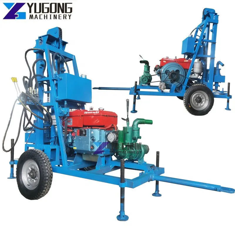 100 Meter Portable Diesel Engine Track-type Water Well Drilling Rig  Mounted Water Well Drilling Rig Machine