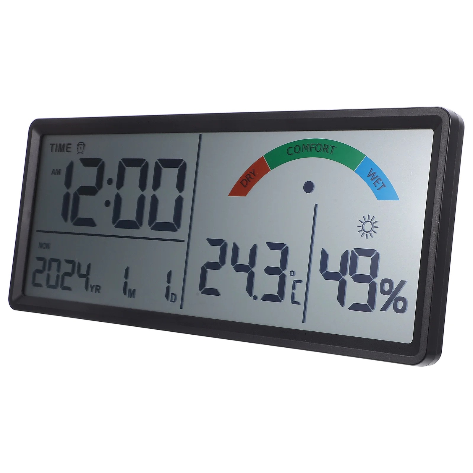 

Large LCD Wall Clock 14 Inch Digital Clock Alarm Date Temperature Humidity Display Thermohygrometer for Bedroom Living Room