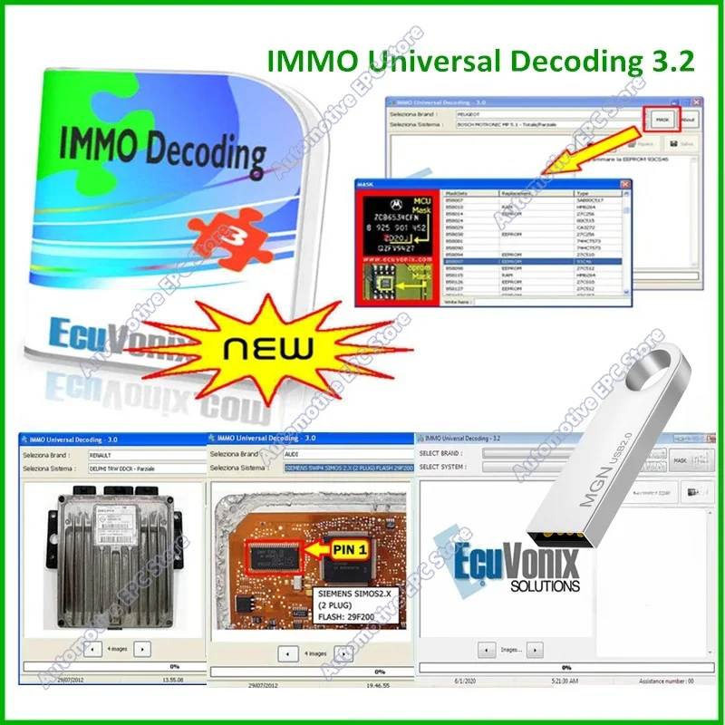NEW EcuVonix 3.2 IMMO Universal Decoding V3.2 Remove IMMO Off with Keygen Unlimited Crack EcuVonix 3.2 Send link or USB