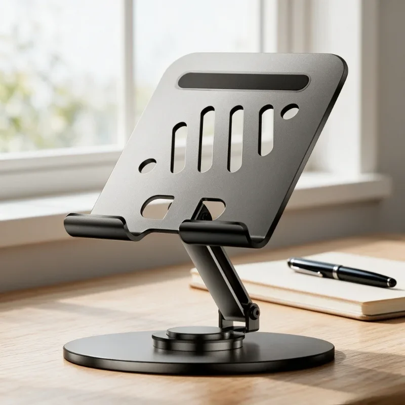 360° Rotatable Adjustable Tablet Stand Desktop Holder Foldable Height Angle Adjustment for iPad Tablet Reading Video Watching