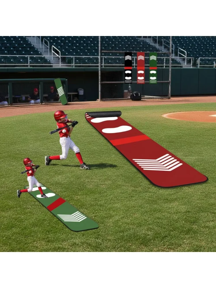 Non Slip Bottom Baseball Hitting Mat Wear Resistant Correct Standing Posture Batting Mat Footprint Design Baseball Training Mat